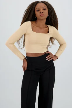 Shasa Square Neck Long Sleeve Top