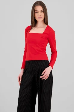 Shasa Square Neck Long Sleeve Top