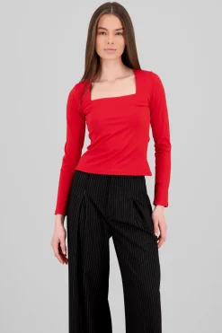 Shasa Square Neck Long Sleeve Top