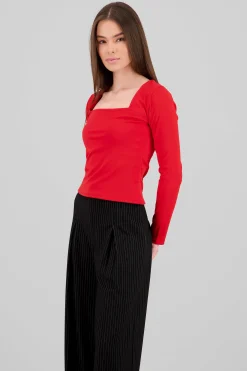 Shasa Square Neck Long Sleeve Top