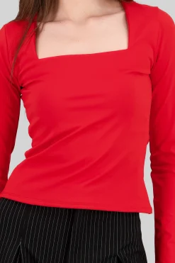 Shasa Square Neck Long Sleeve Top