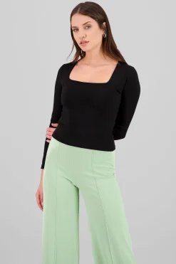 Shasa Square Neck Long Sleeve Top