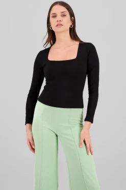 Shasa Square Neck Long Sleeve Top