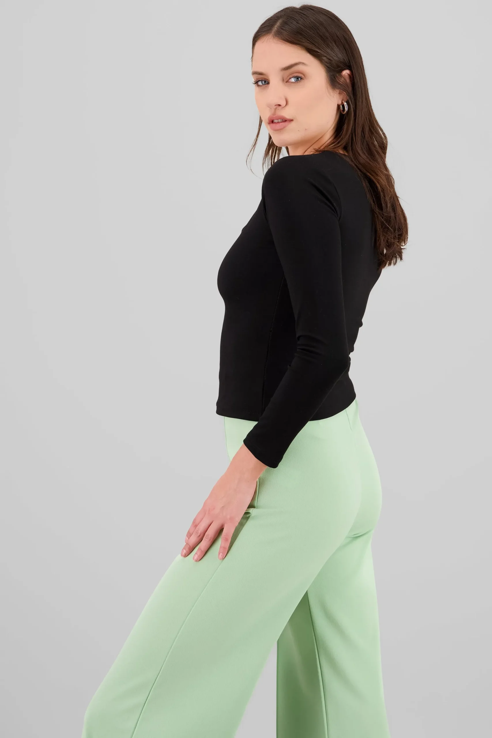 Shasa Square Neck Long Sleeve Top