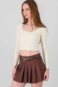Shasa Square Neck Long Sleeve Top