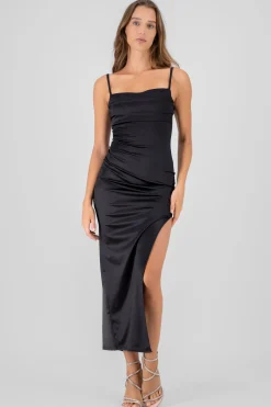 Shasa Square Neck Satin Dress