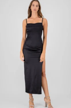 Shasa Square Neck Satin Dress