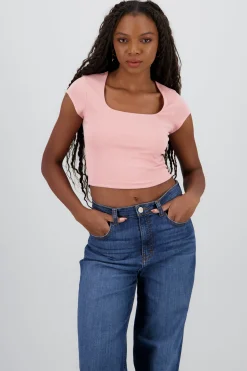 Shasa Square Neck Short Sleeve Top