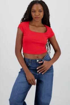 Shasa Square Neck Short Sleeve Top
