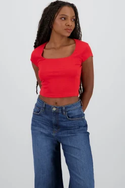 Shasa Square Neck Short Sleeve Top