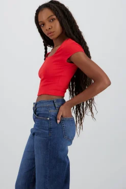 Shasa Square Neck Short Sleeve Top