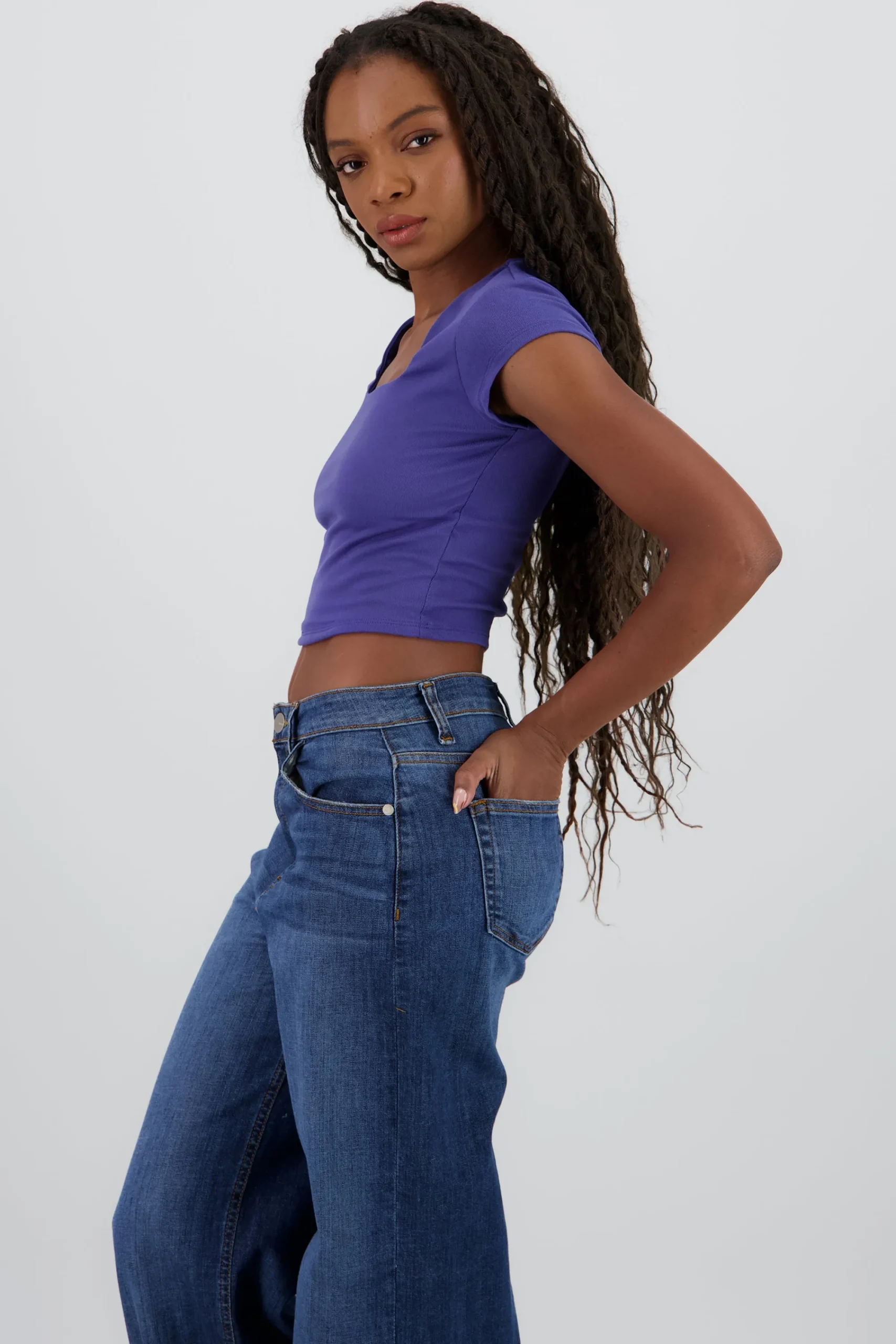 Shasa Square Neck Short Sleeve Top