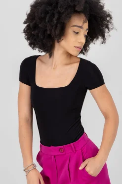 Shasa Square Neck Short Sleeve Bodysuit