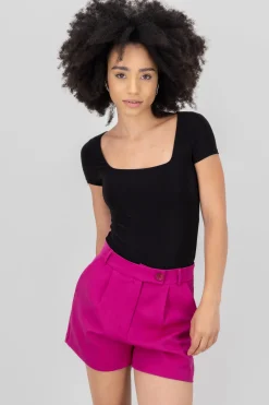 Shasa Square Neck Short Sleeve Bodysuit