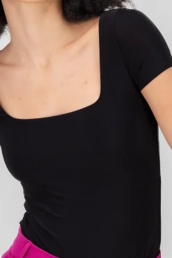 Shasa Square Neck Short Sleeve Bodysuit