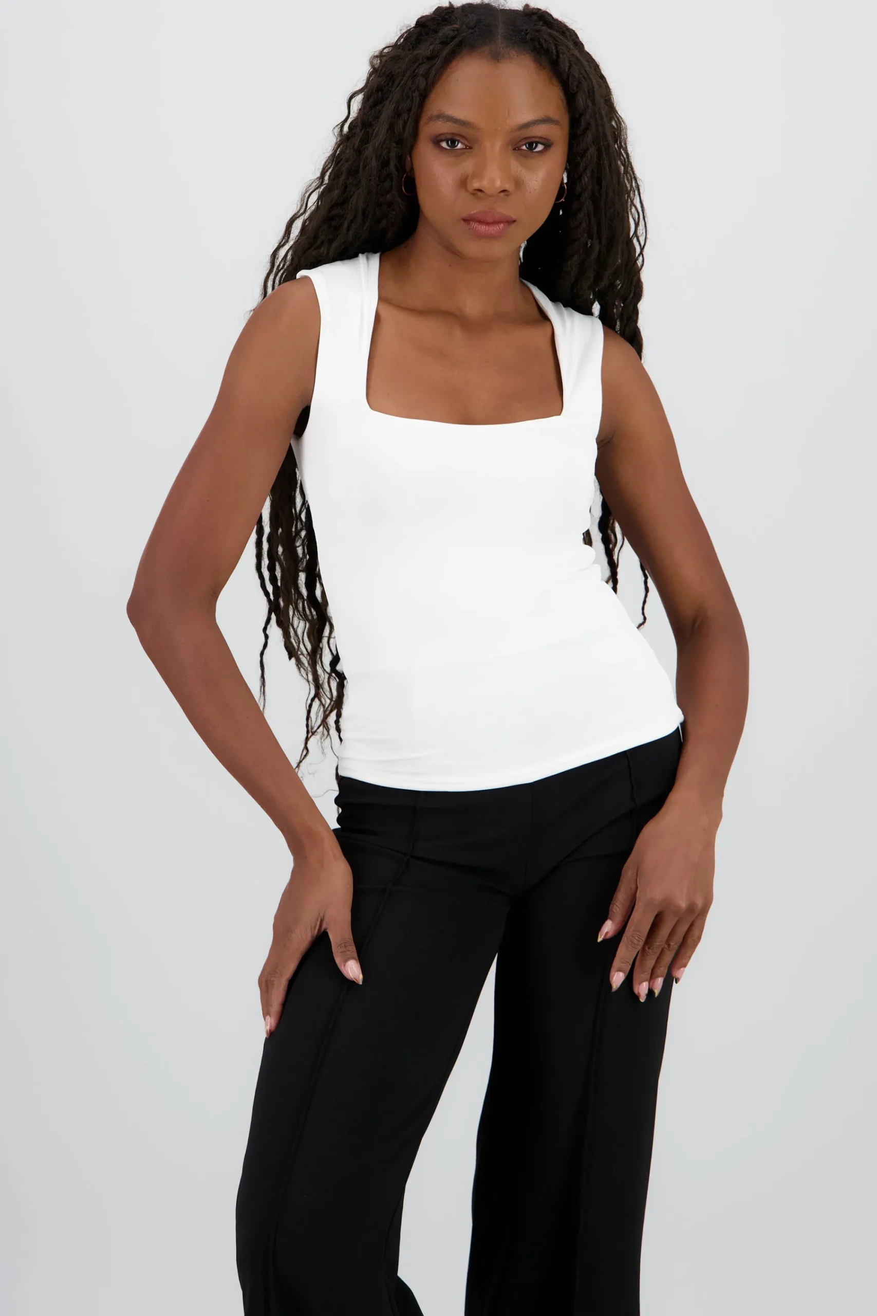 Shasa Square Neck Sleeveless Top