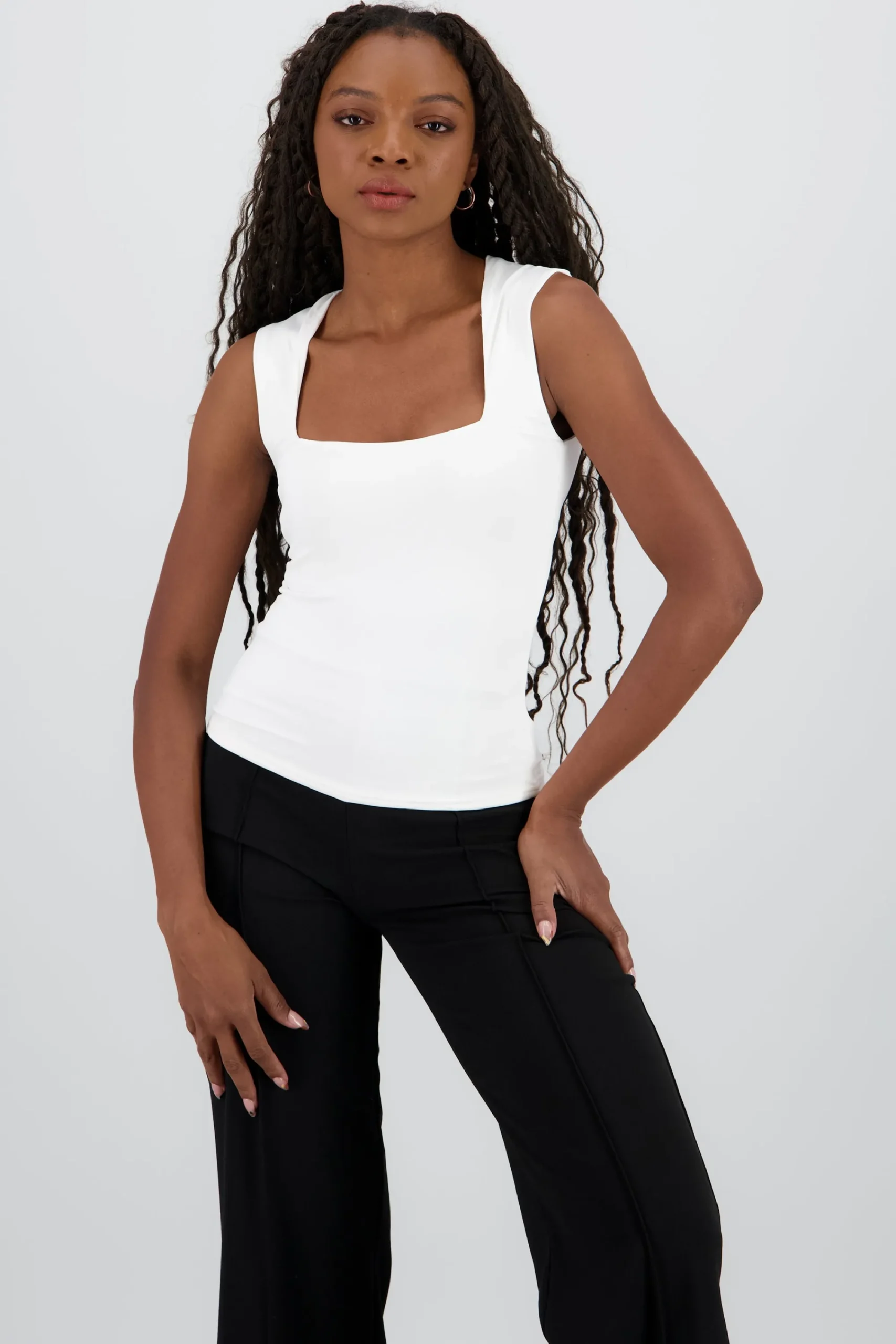 Shasa Square Neck Sleeveless Top