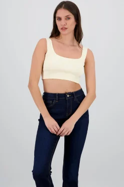 Shasa Square Neck Spaghetti Strap Crop Top