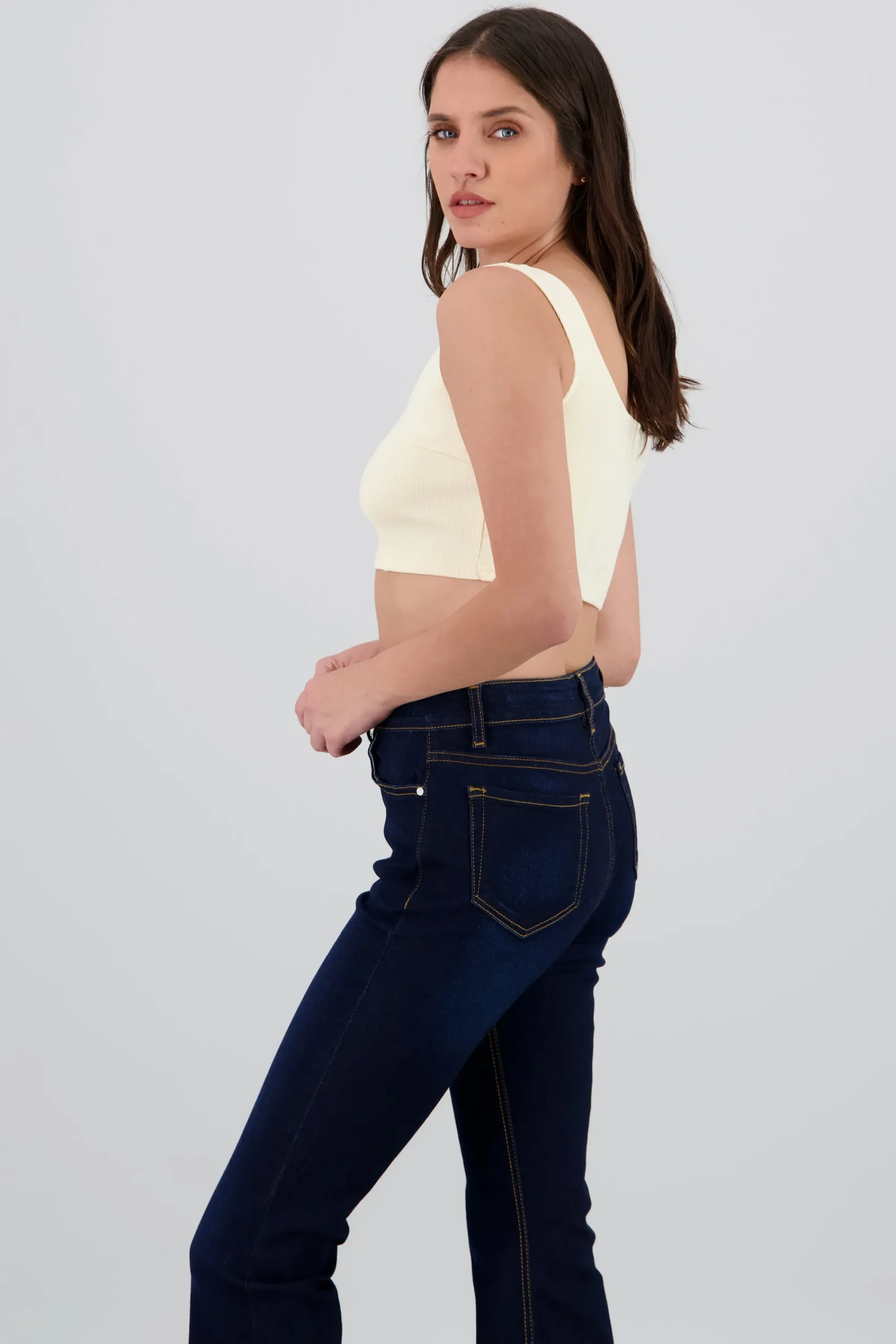Shasa Square Neck Spaghetti Strap Crop Top