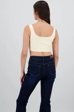 Shasa Square Neck Spaghetti Strap Crop Top