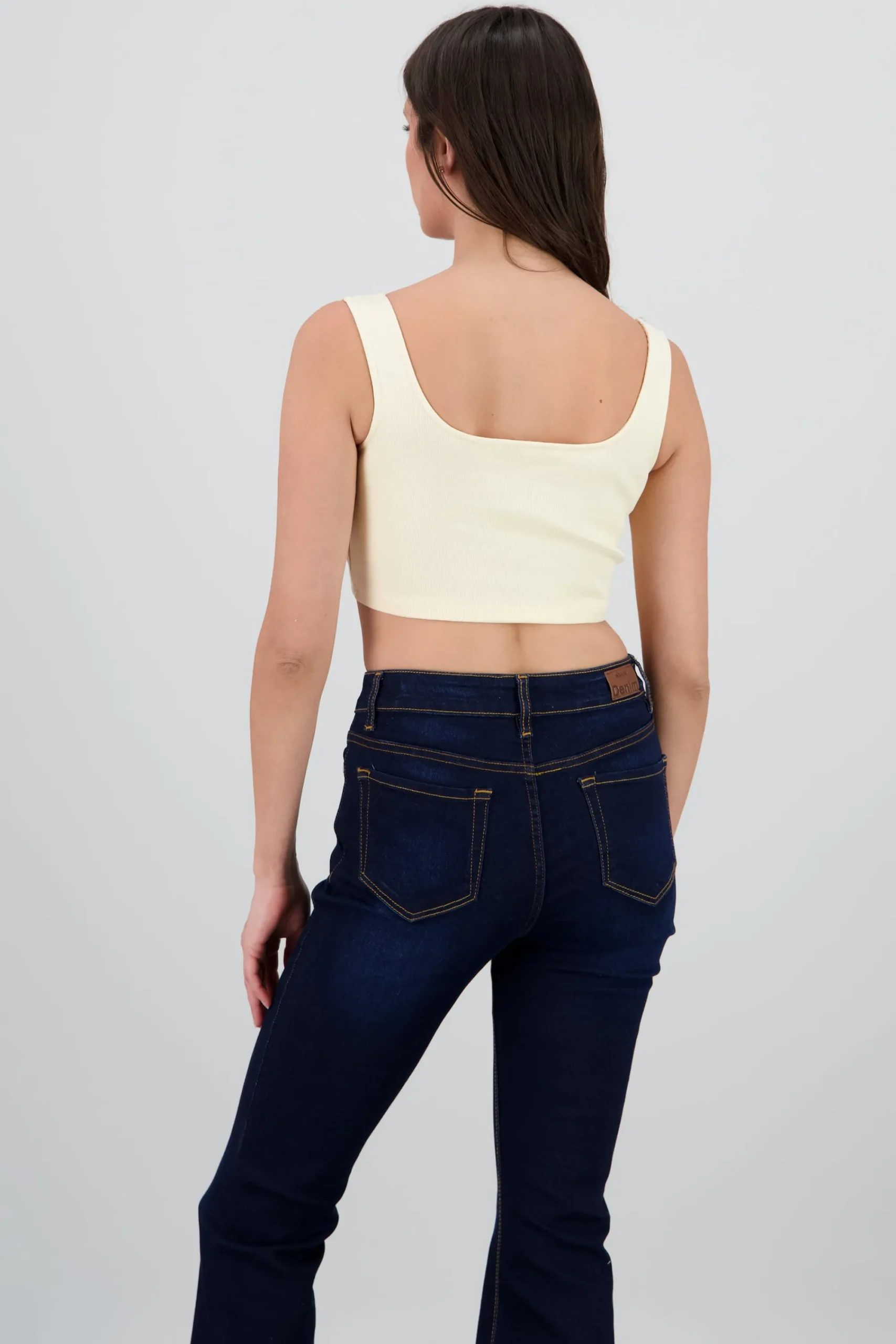 Shasa Square Neck Spaghetti Strap Crop Top