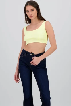 Shasa Square Neck Spaghetti Strap Crop Top