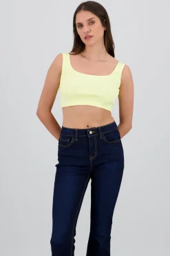 Shasa Square Neck Spaghetti Strap Crop Top