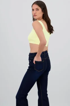 Shasa Square Neck Spaghetti Strap Crop Top