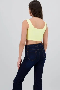 Shasa Square Neck Spaghetti Strap Crop Top