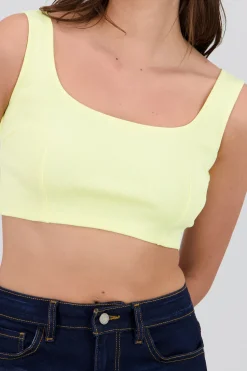 Shasa Square Neck Spaghetti Strap Crop Top
