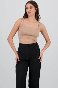 Shasa Square Neck Spaghetti Strap Crop Top