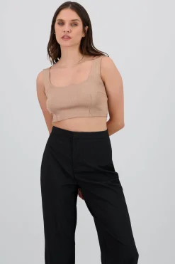 Shasa Square Neck Spaghetti Strap Crop Top