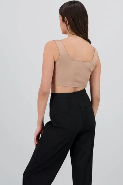 Shasa Square Neck Spaghetti Strap Crop Top