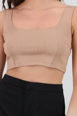 Shasa Square Neck Spaghetti Strap Crop Top