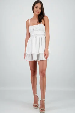 Shasa Square Neckline Ruffled Dress