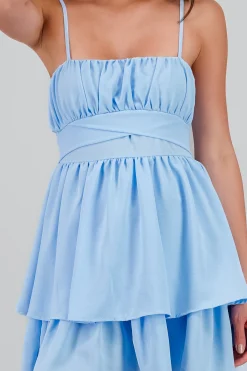 Shasa Square Neckline Ruffled Dress