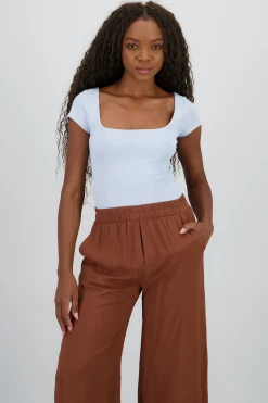 Shasa Square Neckline Short Sleeve Bodysuit