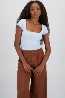 Shasa Square Neckline Short Sleeve Bodysuit