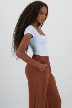 Shasa Square Neckline Short Sleeve Bodysuit