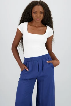 Shasa Square Neckline Short Sleeve Bodysuit