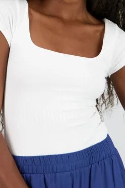 Shasa Square Neckline Short Sleeve Bodysuit