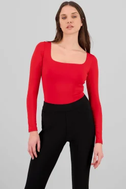 Shasa Square Neckline Solid Bodysuit