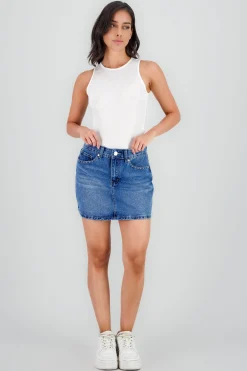 Shasa Star Studded Denim Mini Skirt