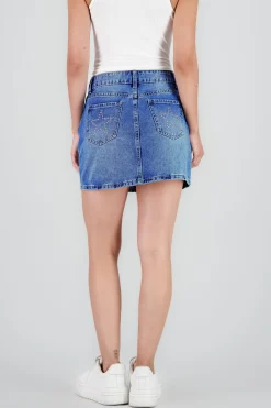 Shasa Star Studded Denim Mini Skirt