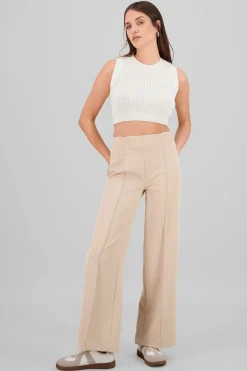 Shasa Stitch Detail Wide-Leg Pants
