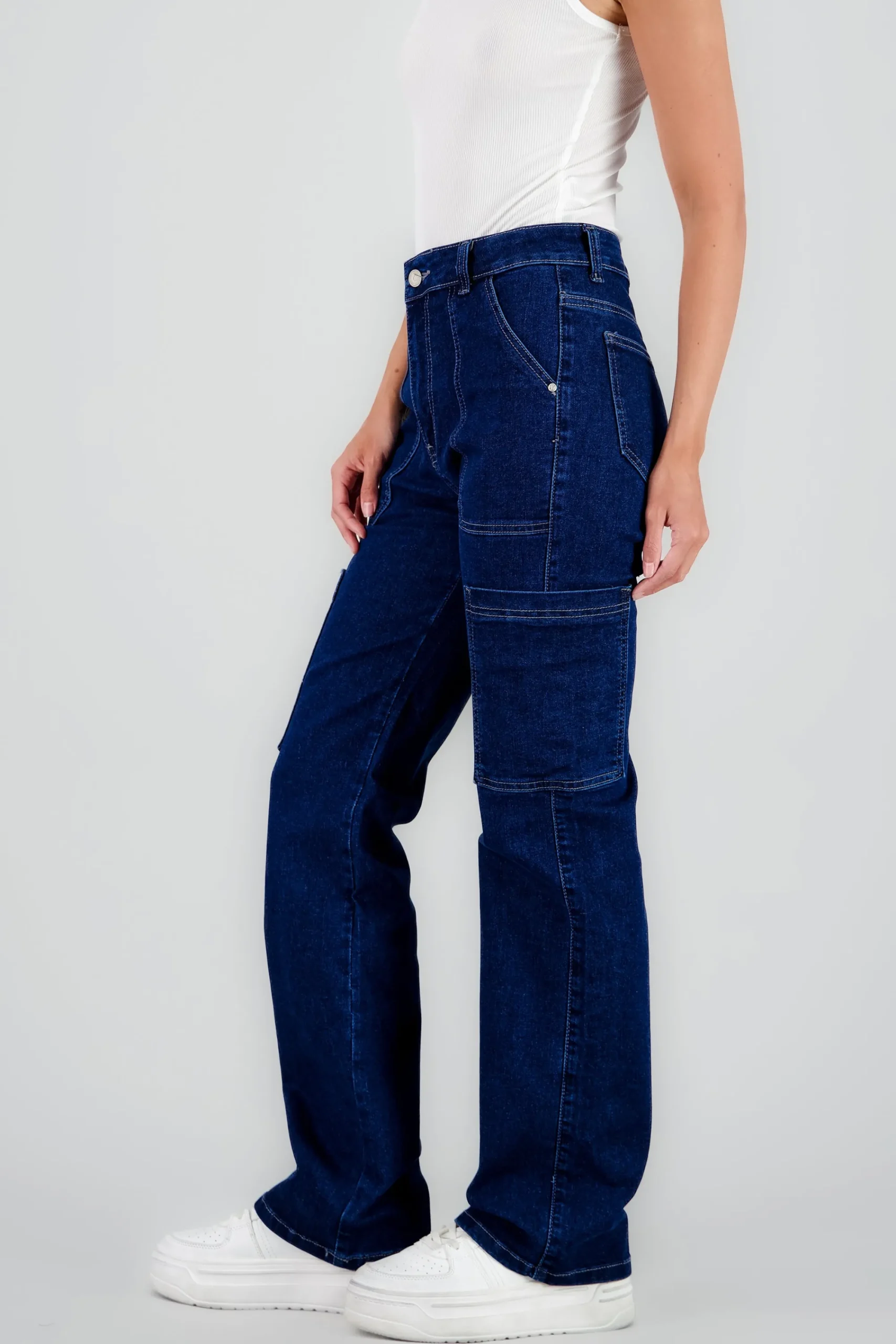 Shasa Straight Cargo Jeans with Pockets