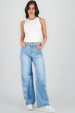 Shasa Straight Jeans with Butterfly Print