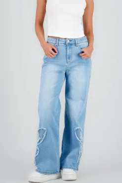 Shasa Straight Jeans with Butterfly Print