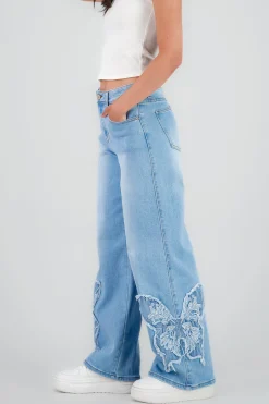Shasa Straight Jeans with Butterfly Print