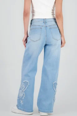 Shasa Straight Jeans with Butterfly Print